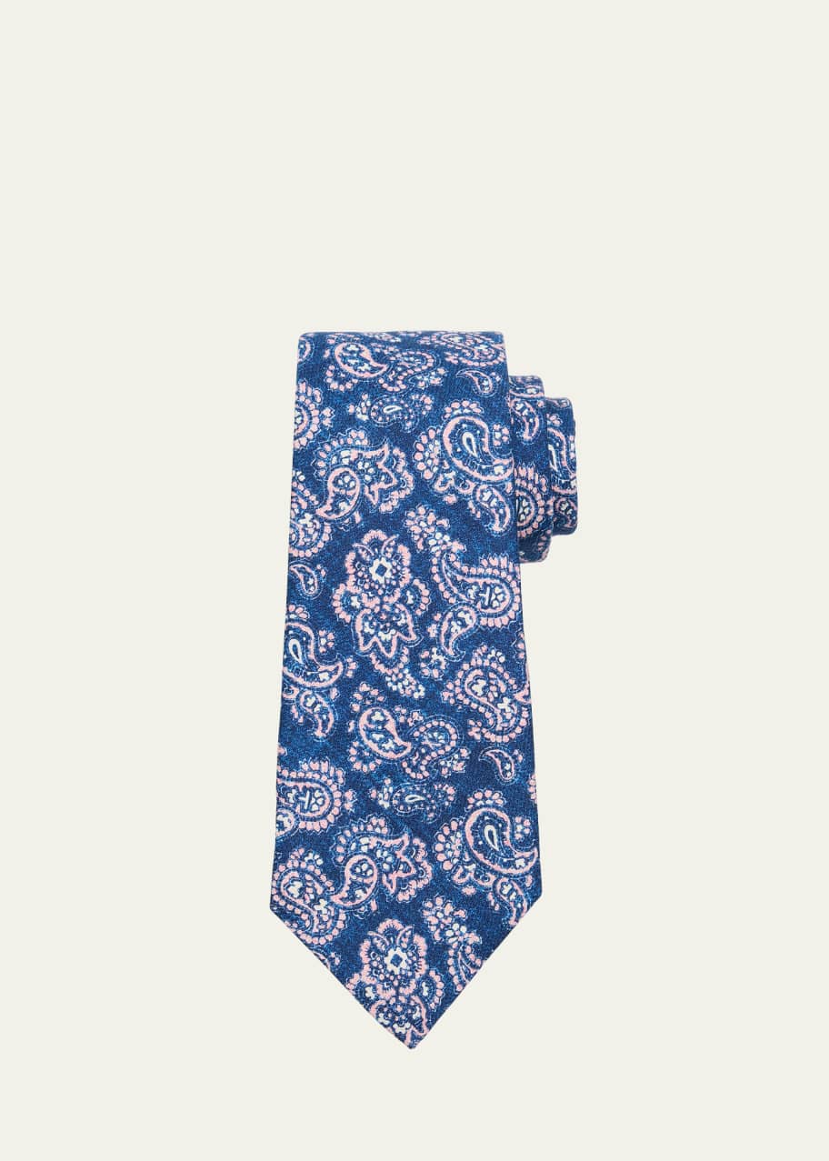 Image 1 of 1: Men's Micro-Paisley Silk Tie