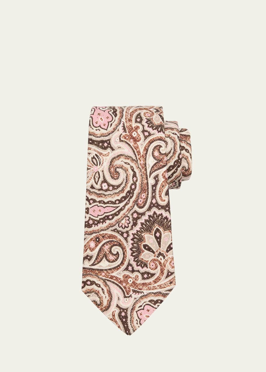 Image 1 of 1: Men's Large Paisley Silk Tie