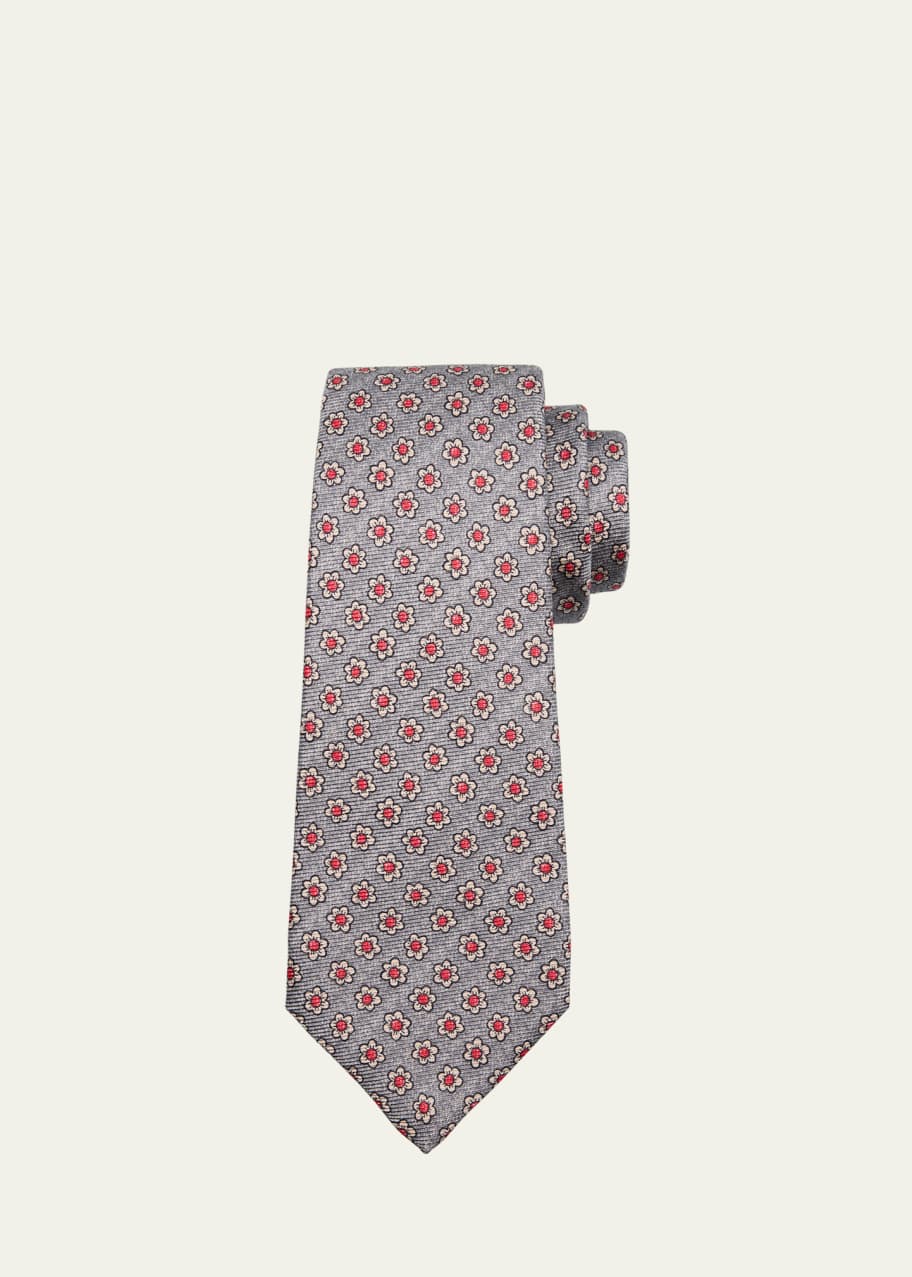 Image 1 of 1: Men's Floral 7-Fold Silk Tie