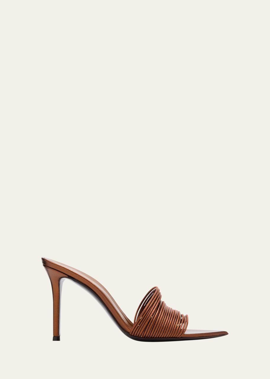 Giuseppe Zanotti Metallic Multi-Strap Stiletto Slide Sandals