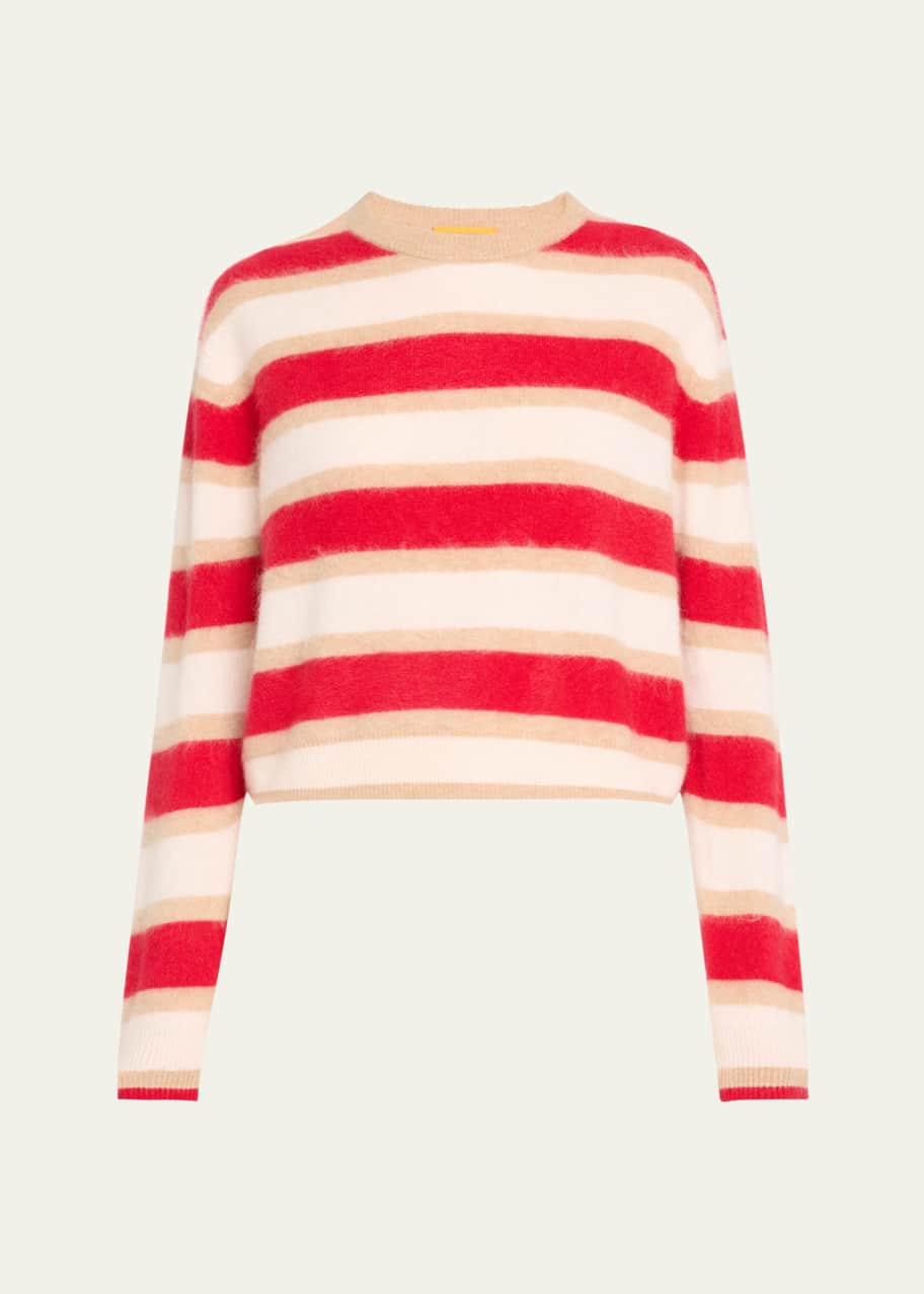 Image 1 of 1: Grizzly Cashmere Striped Crewneck Pullover