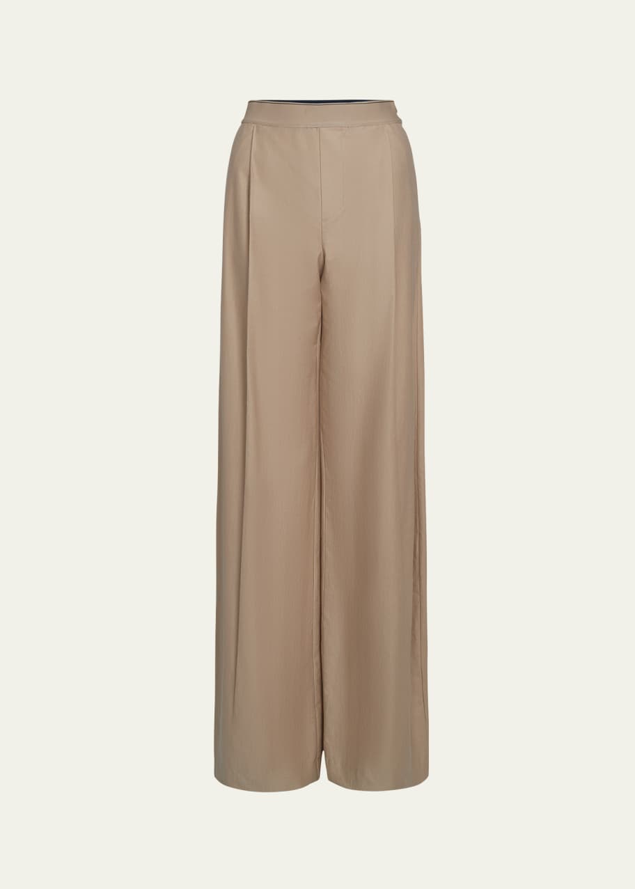 Image 1 of 1: Mid-Rise Pleated Wide-Leg Pants