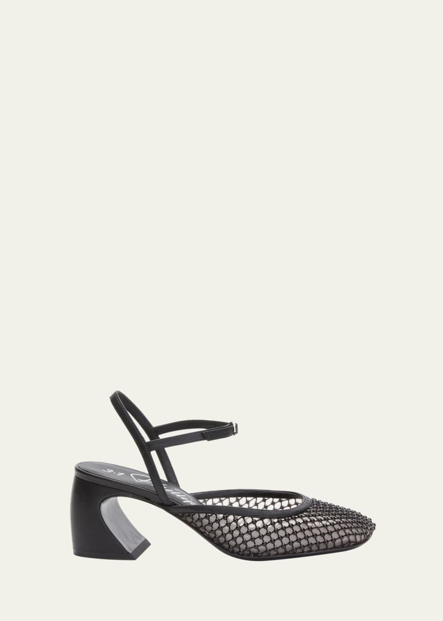 Image 1 of 1: ID Studded Mesh Mary Jane Pumps