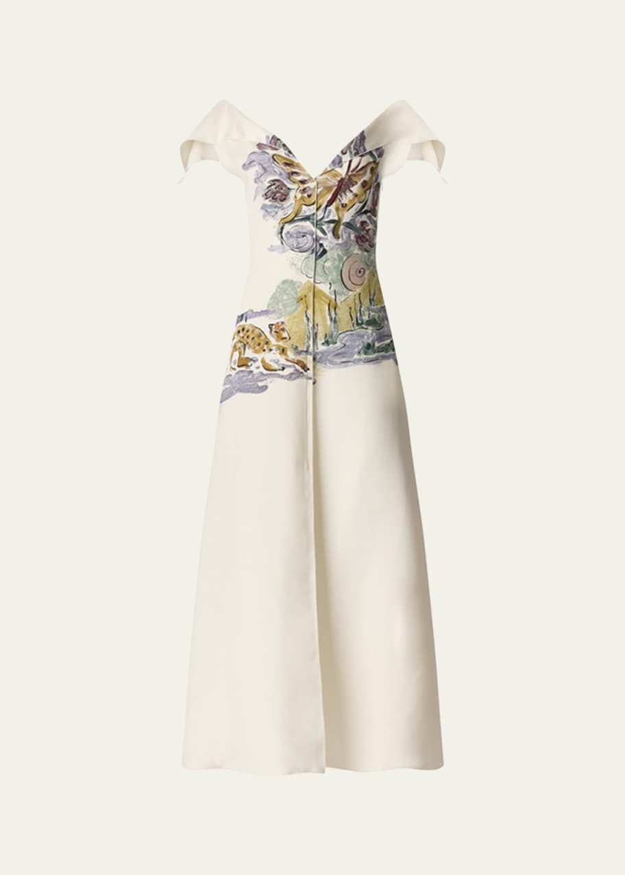 Image 1 of 1: Jophee Drape Cap-Sleeve Maxi Dress