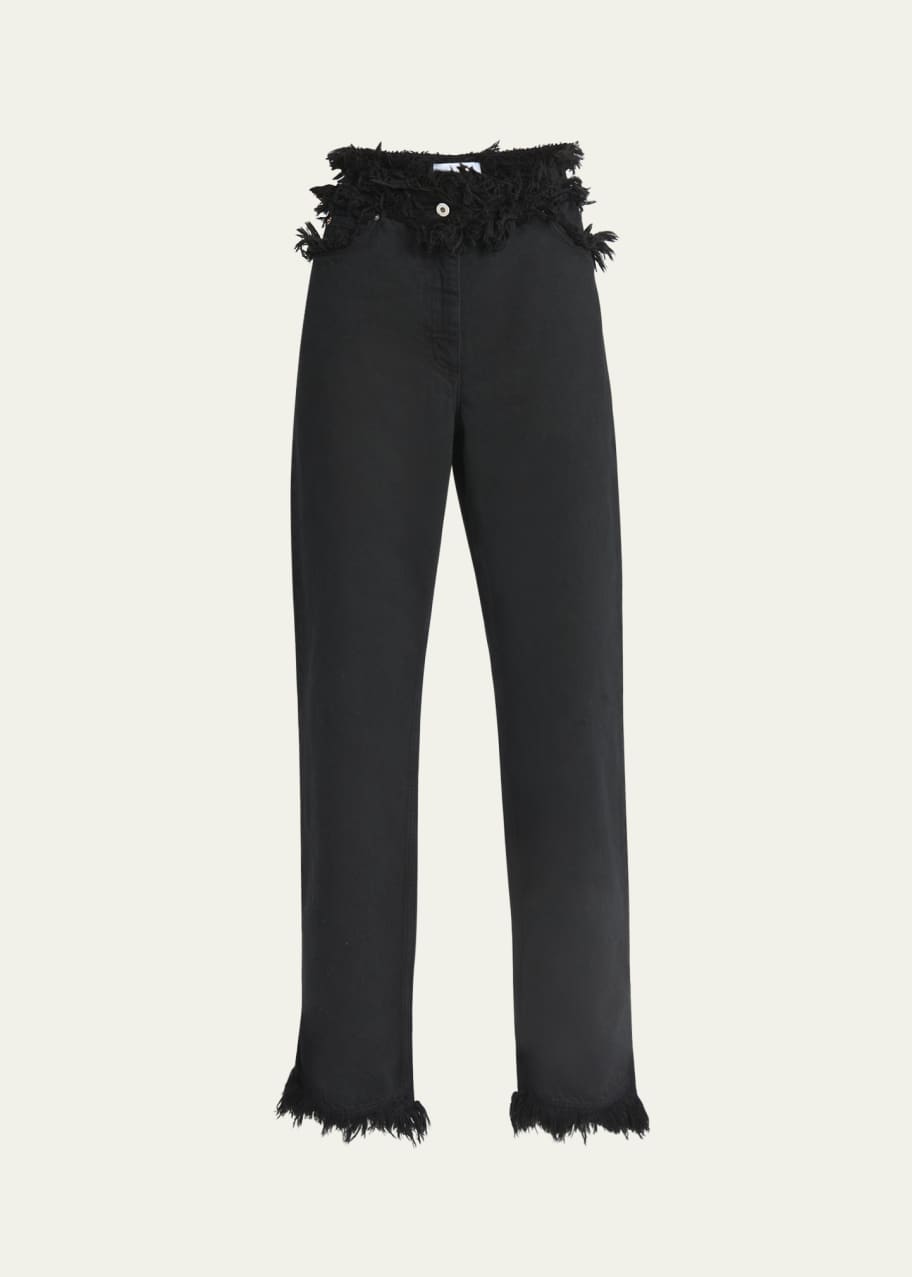 Image 1 of 1: Frayed High-Rise Straight-Leg Pants