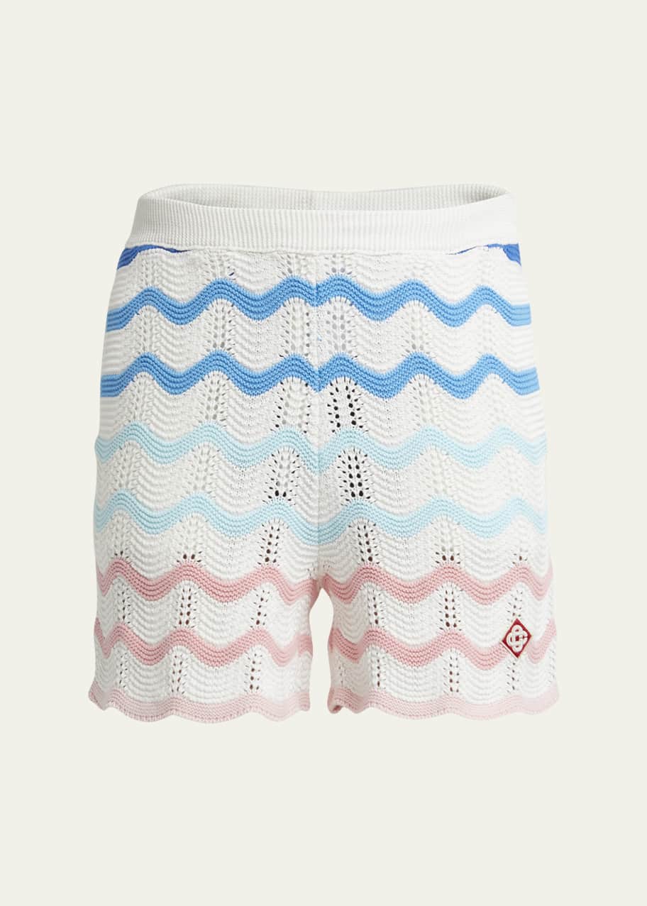 Image 1 of 1: Men's Crochet Wave Stripe Shorts