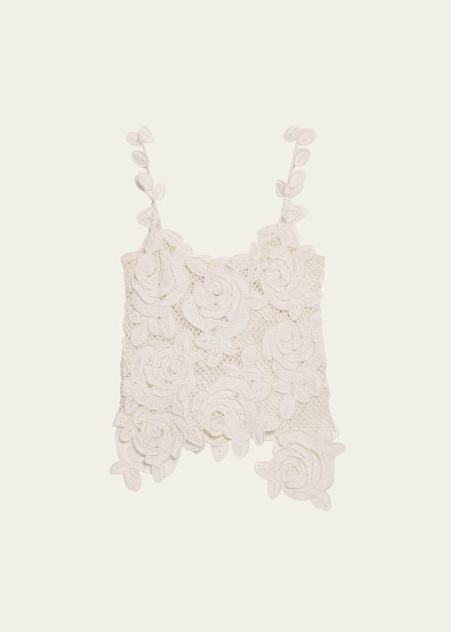 Image 1 of 1: Rose Crochet Mesh Asymmetric Tank Top