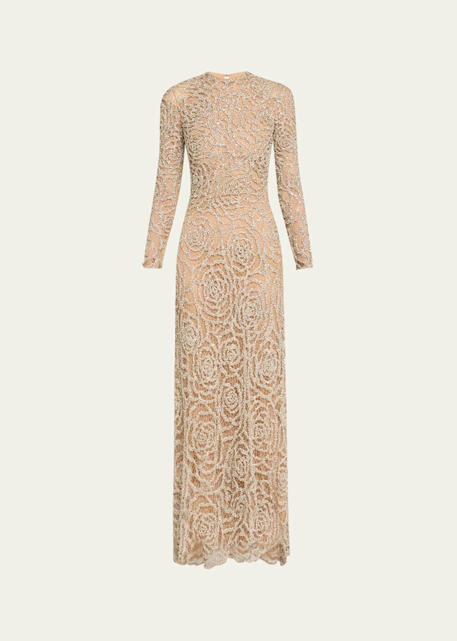 long sleeve oscar dresses Oscar de La Renta Long-sleeve Maxi Dress