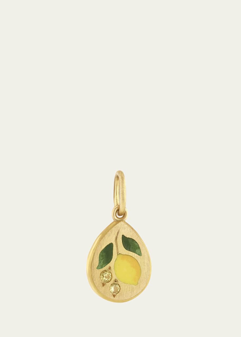 Image 1 of 1: Lemon Enamel and Sapphire Pendant in 18K Yellow Gold