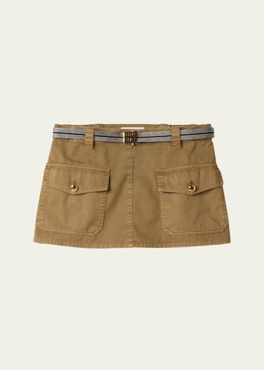 Miu Miu Mid-Rise Mini Skirt with Belt - Bergdorf Goodman