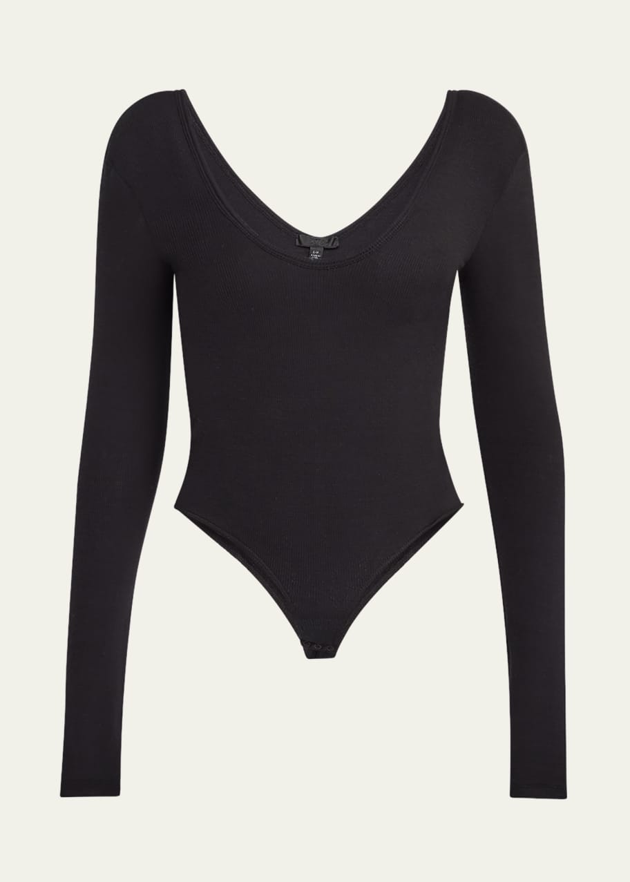 Image 1 of 1: Modal Rib V-Neck Bodysuit