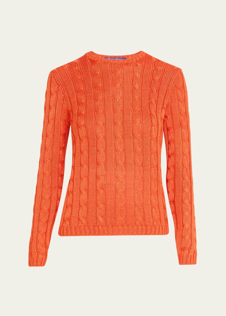 Image 1 of 1: High Shine Silk Cable Sweater
