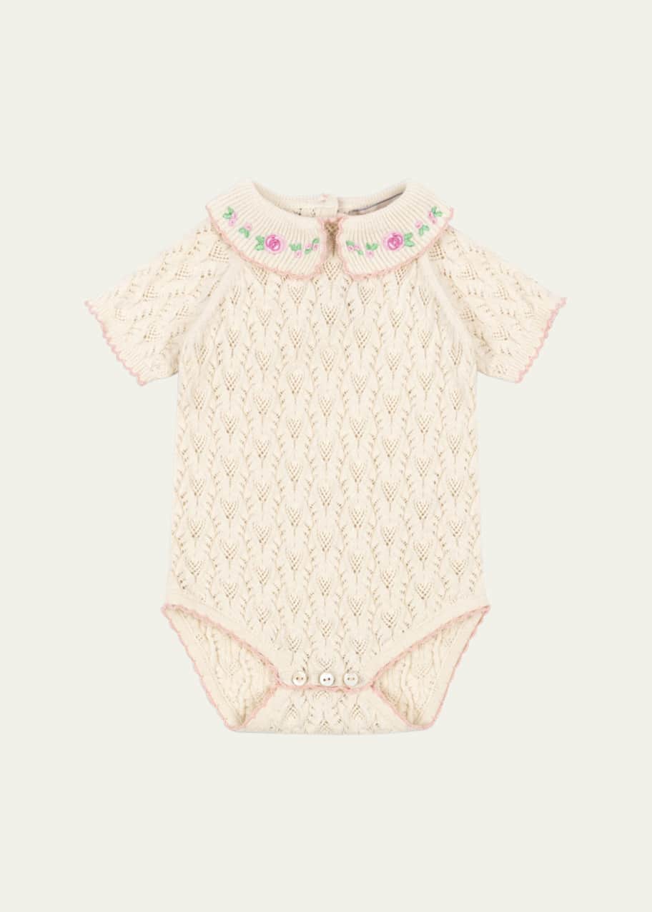 Image 1 of 1: Girl's Rosier Wool Cashmere Romper, Size 3M-12M