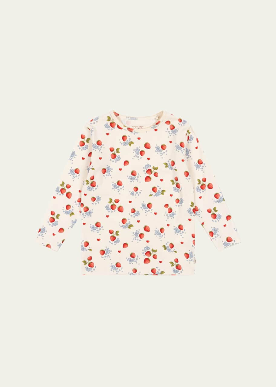 Image 1 of 1: Girl's Strawberry-Print T-Shirt, Size 9M-3