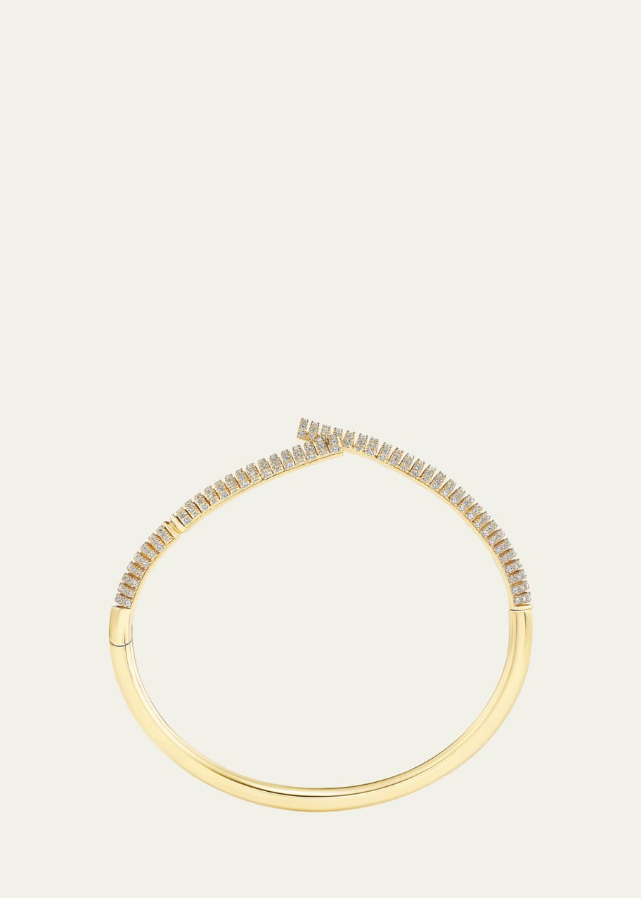 Image 1 of 1: 18K Yellow Gold Oera Half-Ribbed Diamond Bangle Bracelet