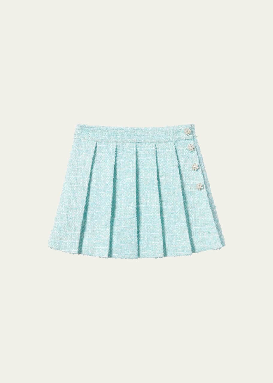 Image 1 of 1: Girl's Boucle Pleated Skirt, Size 3T-12