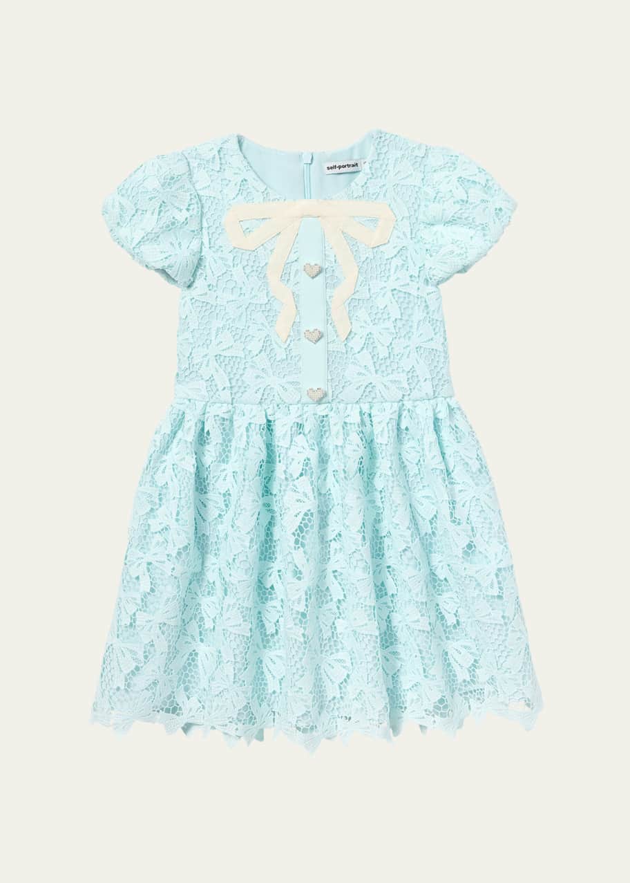 Self-Portrait Girl's Lace Bow Dress, Size 3T-10 - Bergdorf Goodman