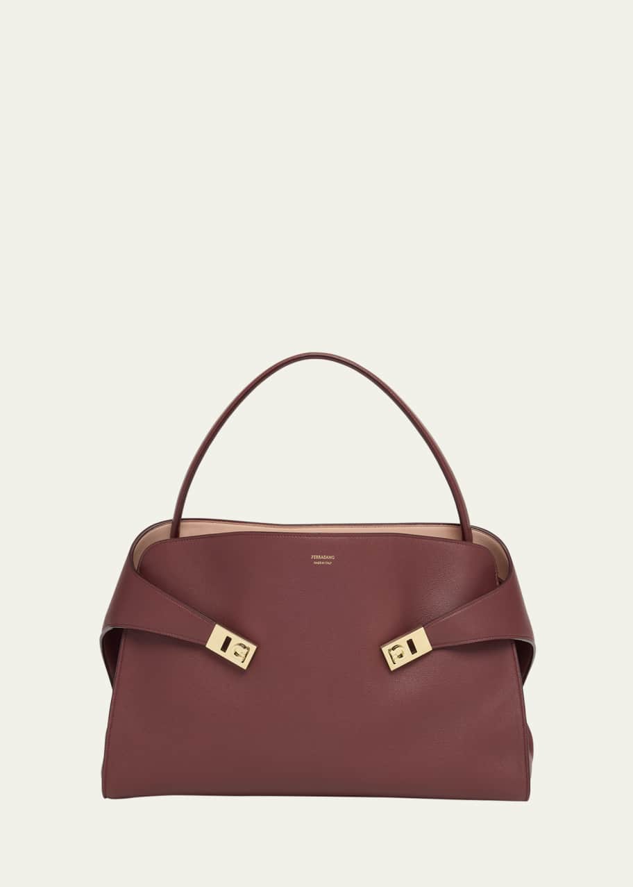 ★関税込み★ FERRAGAMO BROWN LEATHER HUG TOP HANDLE BAG FERRAGAMO Hug Small Leather Top Handle Bag | Saks Fifth Avenue