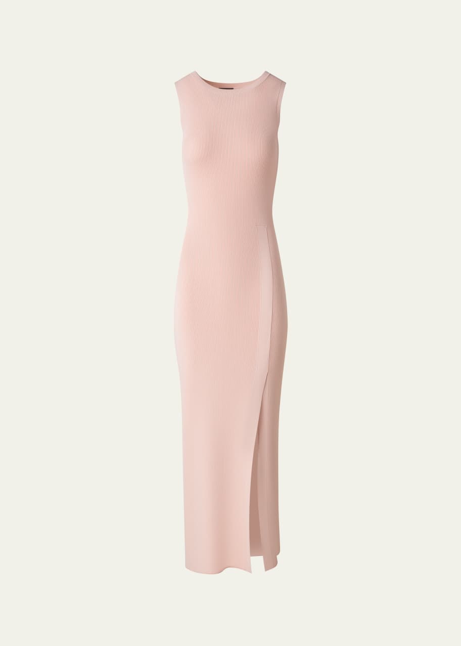 Image 1 of 1: Sleeveless Ribbed Stretch Crepe Tube Dress