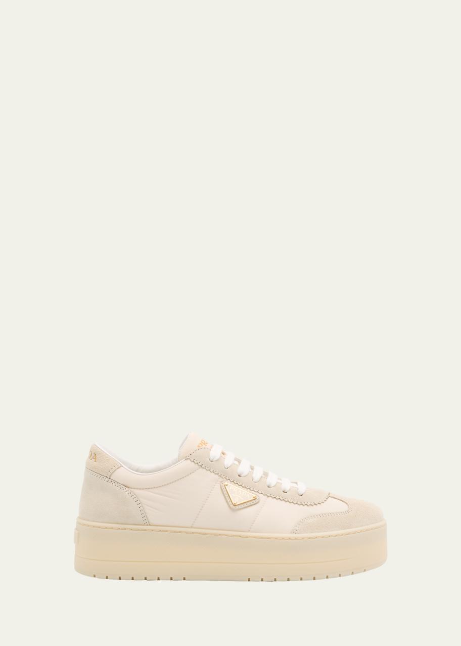 Prada Downtown Nylon Suede Low-Top Sneakers - Bergdorf Goodman