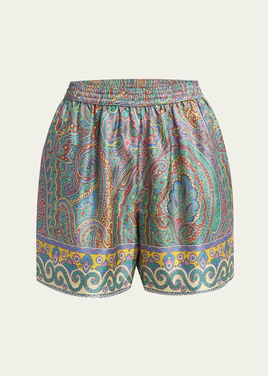 ETRO　総柄スイムショートパンツ　67250607M08N Etro Paisley Silk Shorts - Bergdorf Goodman