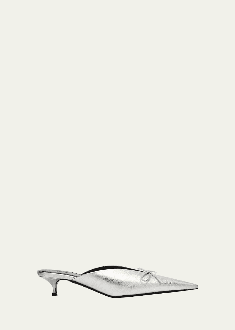 Balenciaga Knife Metallic Bow Mule Pumps - Bergdorf Goodman