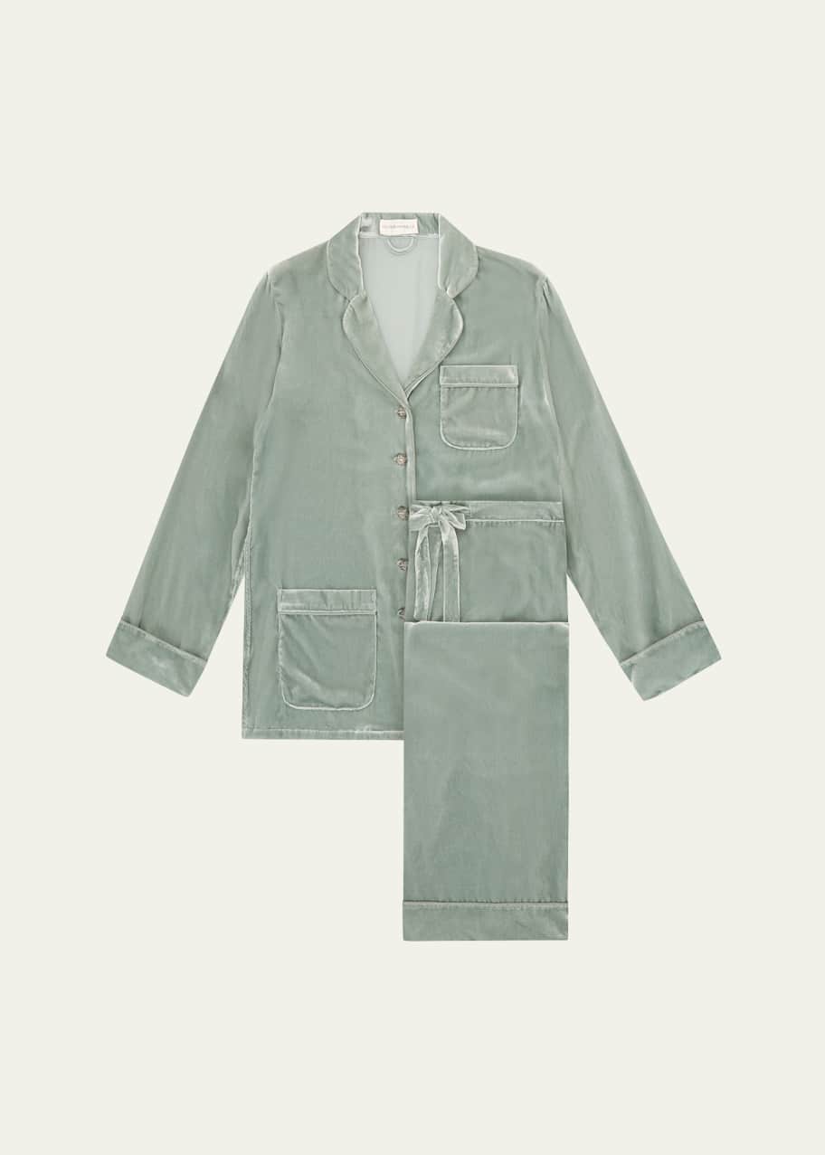 Image 1 of 1: Coco Straight-Leg Silk Velvet Pajama Set