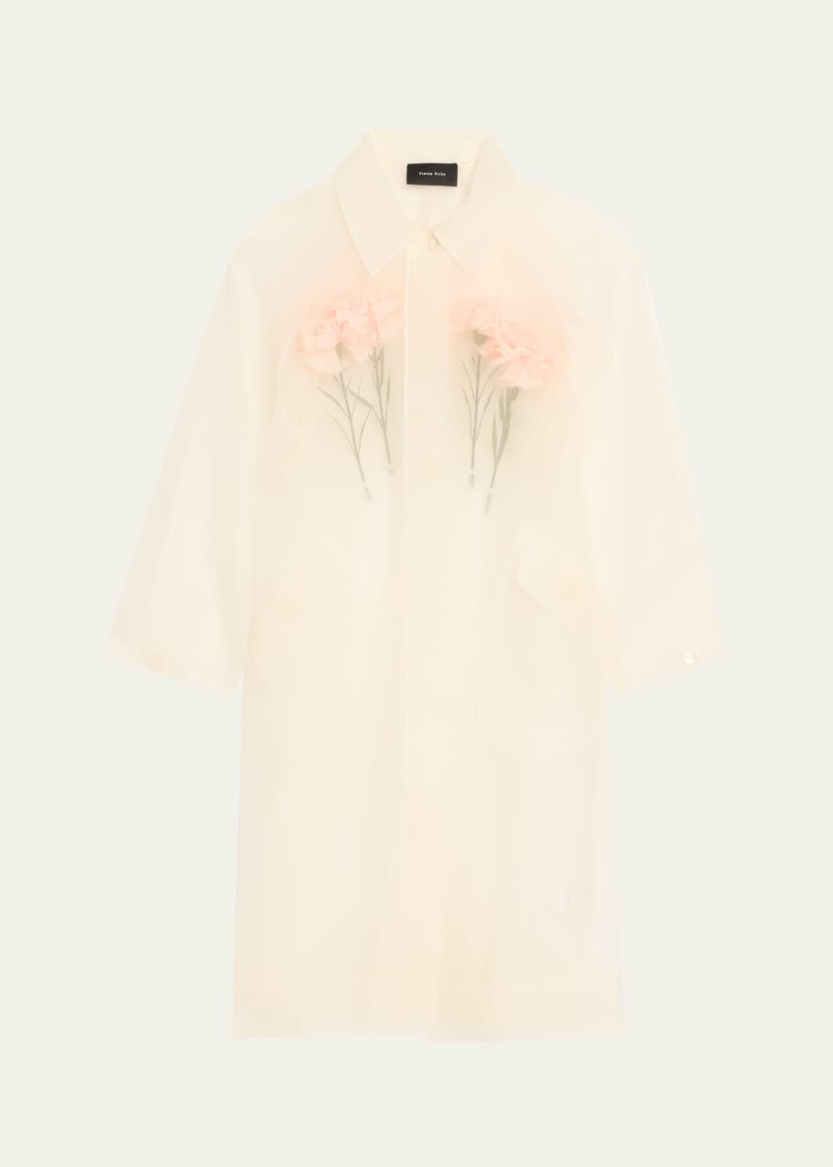 Image 1 of 1: Carnation-Stuffed Sheer Car Coat