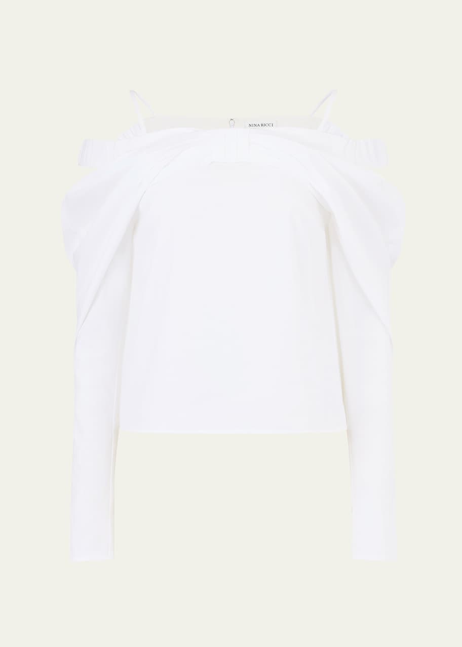 Image 1 of 1: Off-Shoulder Bow Poplin Top