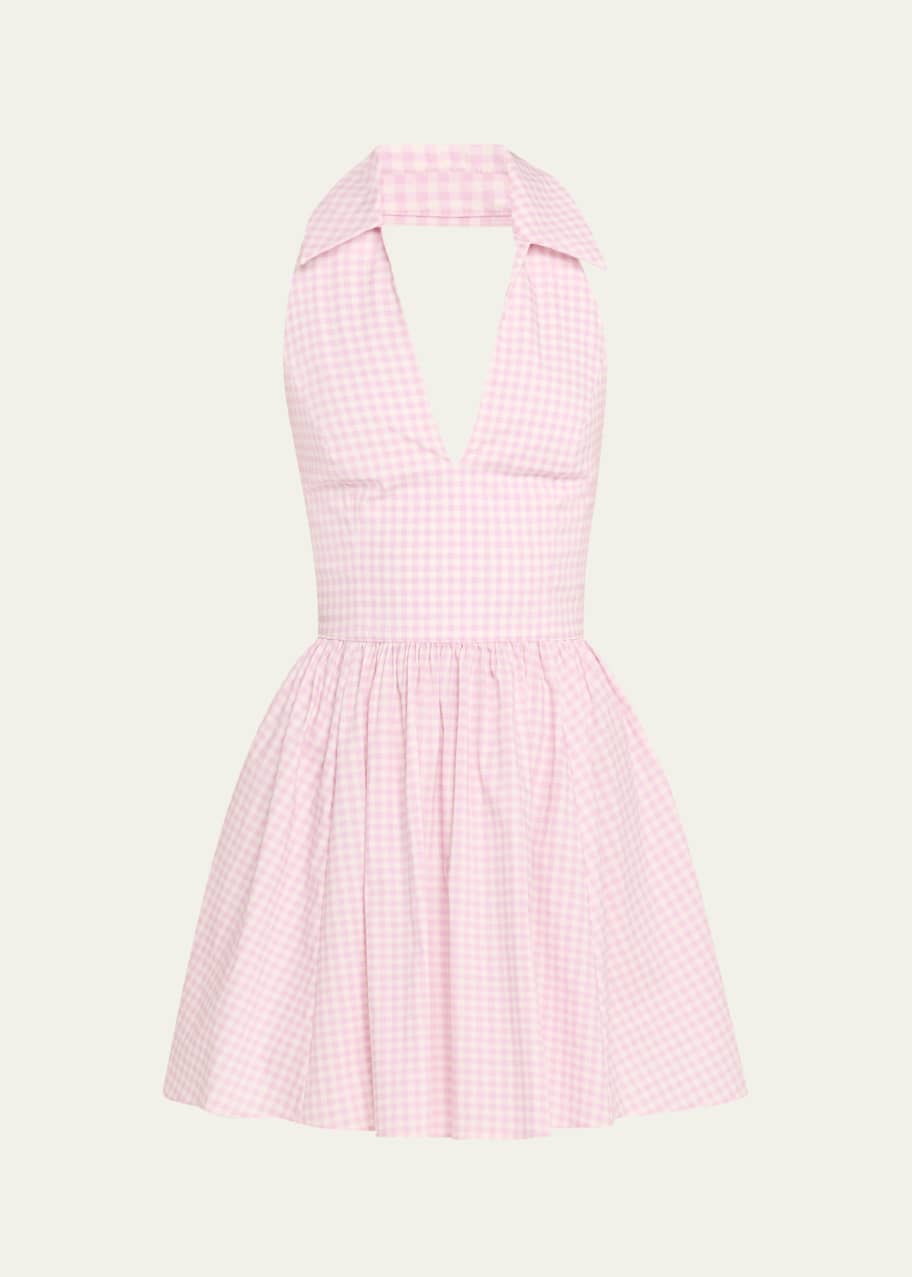 Image 1 of 1: Aya Open-Back Collared Mini Dress