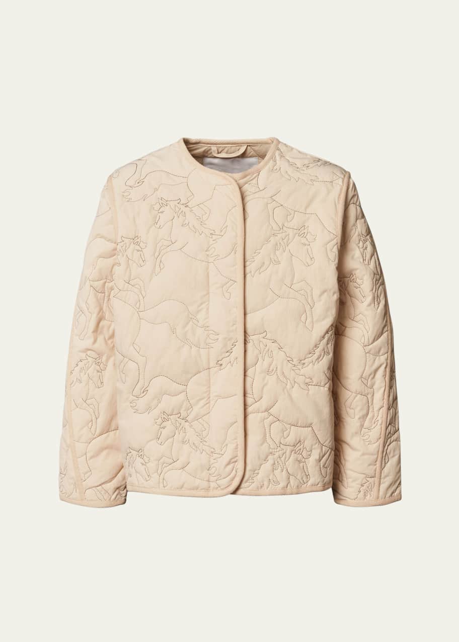 Image 1 of 1: Girl's Holley Quilted Horse Jacket, Size 3-7