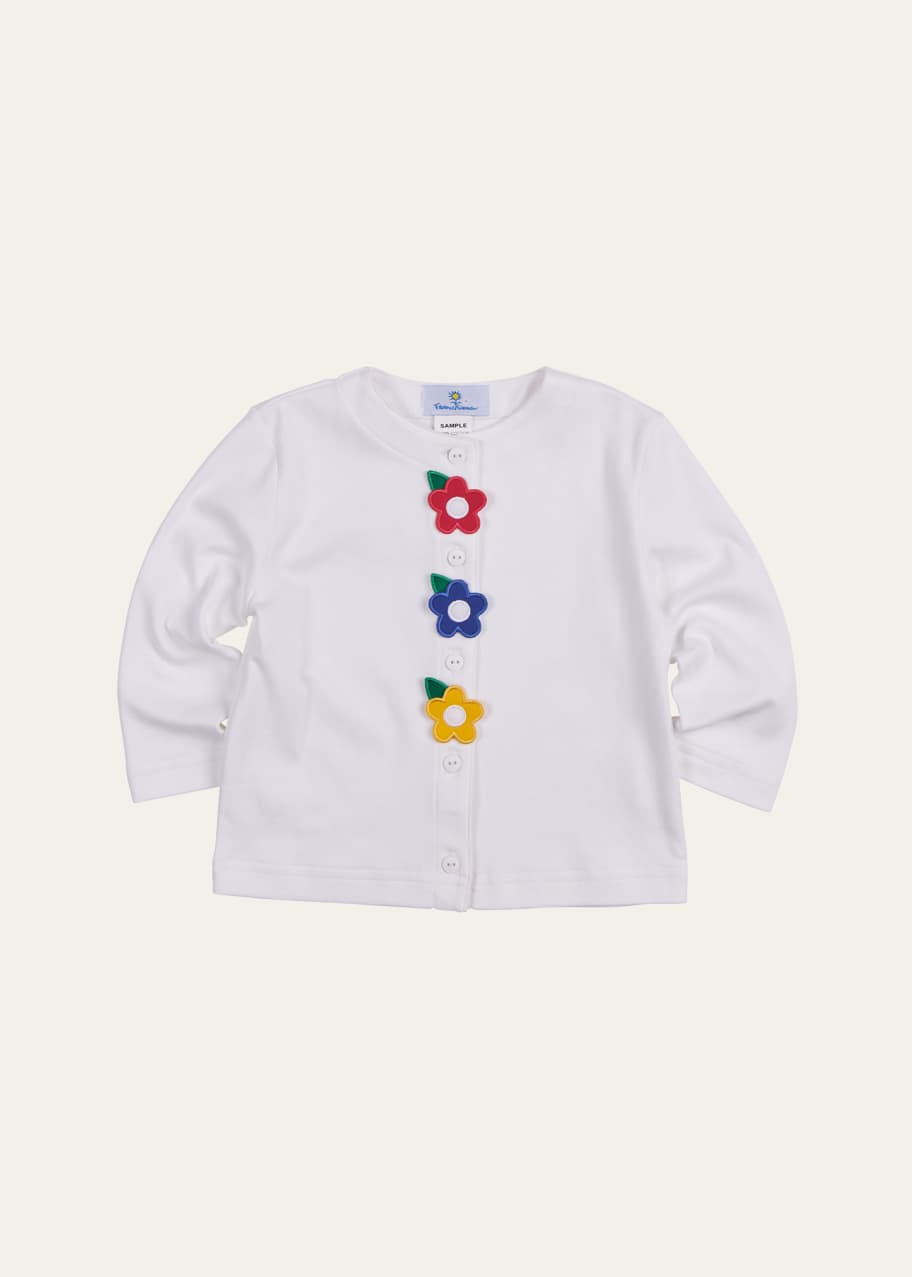 Image 1 of 1: Girl's Knit Cardigan with Flower Appliques, Size 2-6