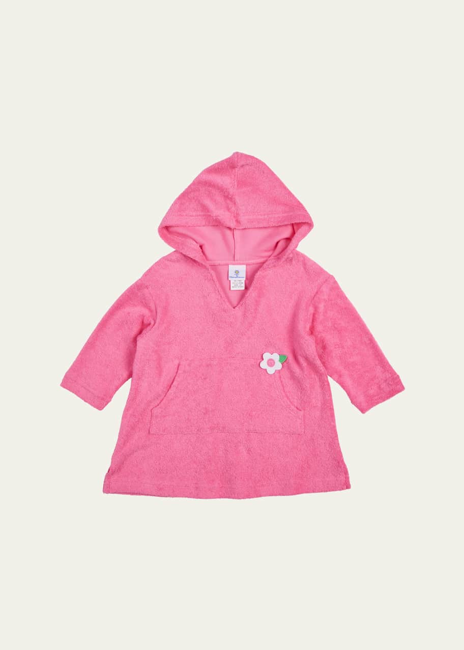 Image 1 of 1: Girl's Hooded Coverup W/ Flower Applique, Size 12M-6