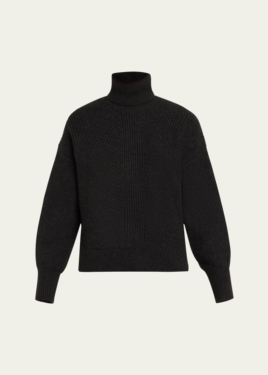 Image 1 of 1: Ribbed Turtleneck Wool Sweater