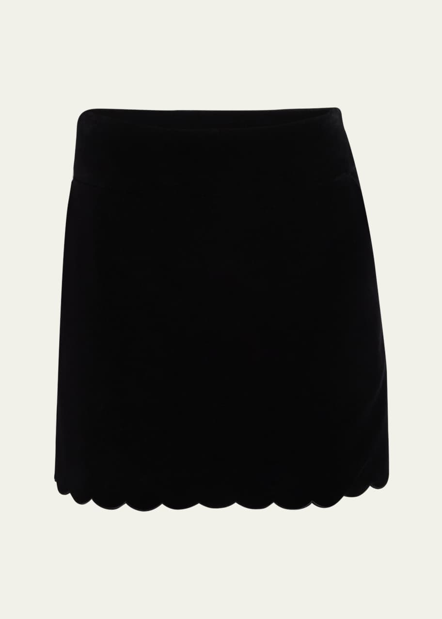 Image 1 of 1: Scallop Velvet Mini Skirt