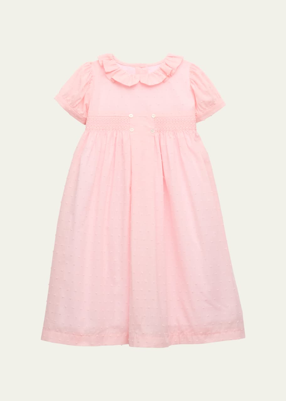 Image 1 of 1: Girl's Smocked Swiss Dot Dress, Size 12M-8