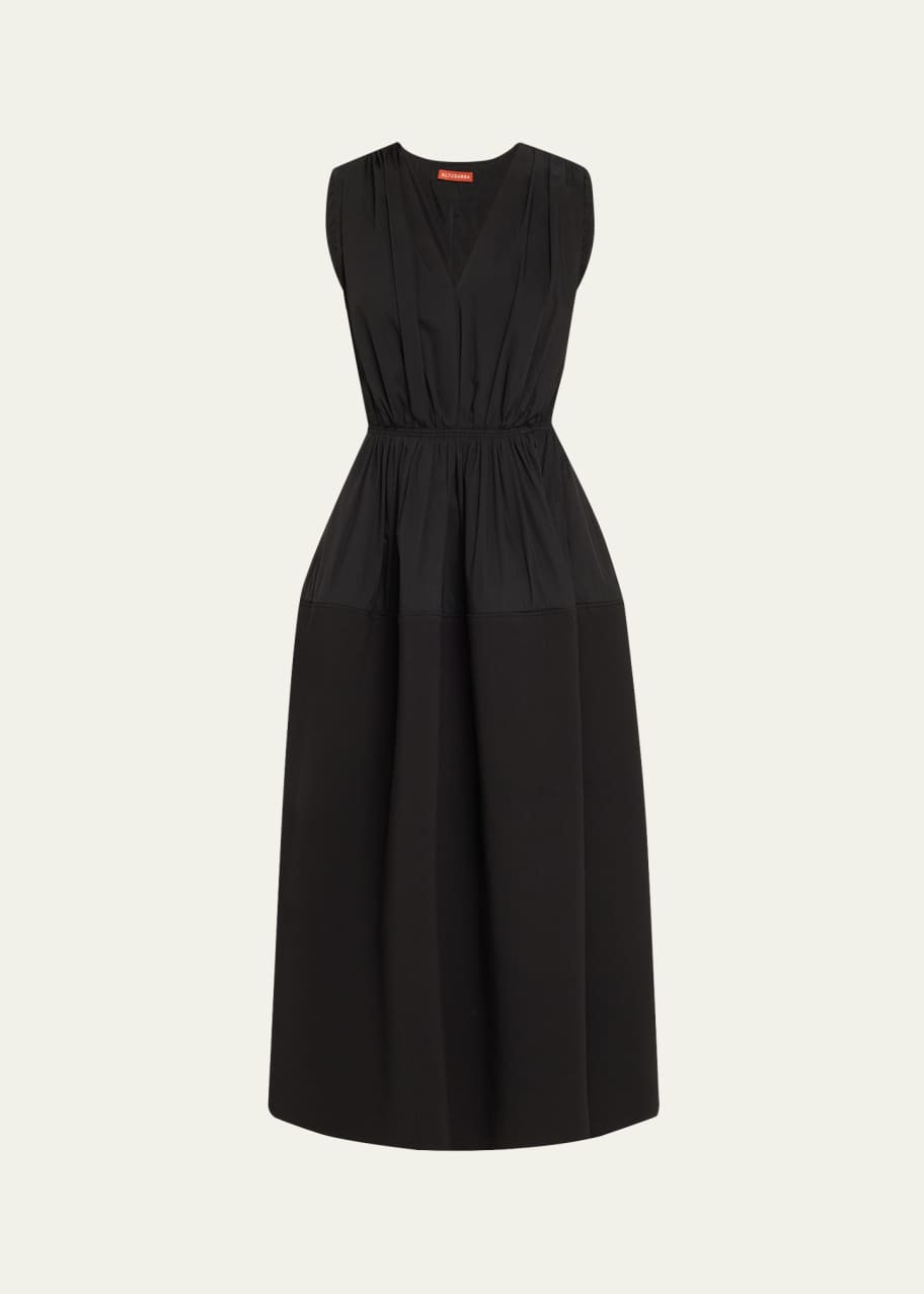 Image 1 of 1: Mika Gathered Sleeveless Midi Dress