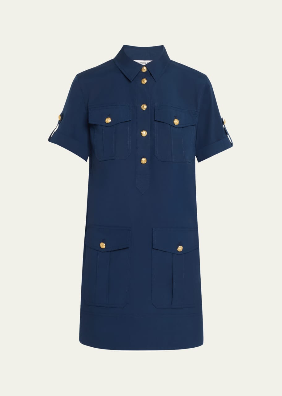 Image 1 of 1: Lucca Short-Sleeve Cotton Shirtdress
