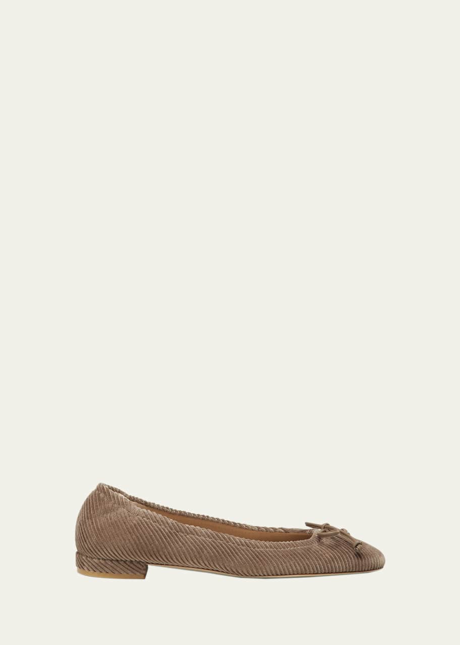 Image 1 of 1: Bria Corduroy Bow Ballerina Flats