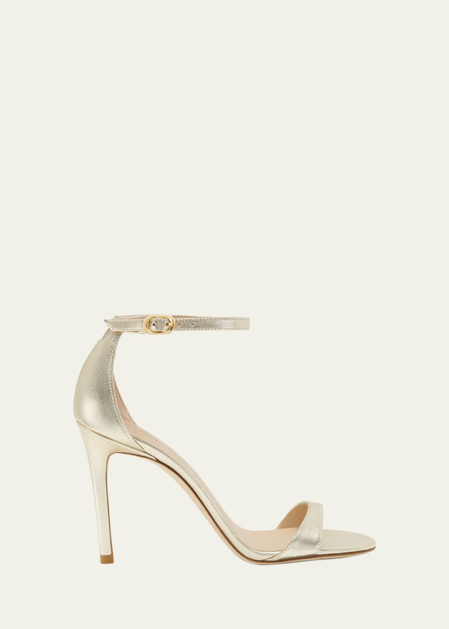 Image 1 of 1: Nudist Metallic Ankle-Strap Sandals