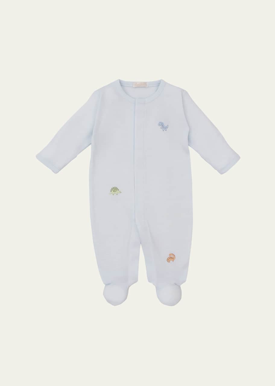 Image 1 of 1: Boy's Dino District Hand Embroidered Footie, Size Newborn-9M
