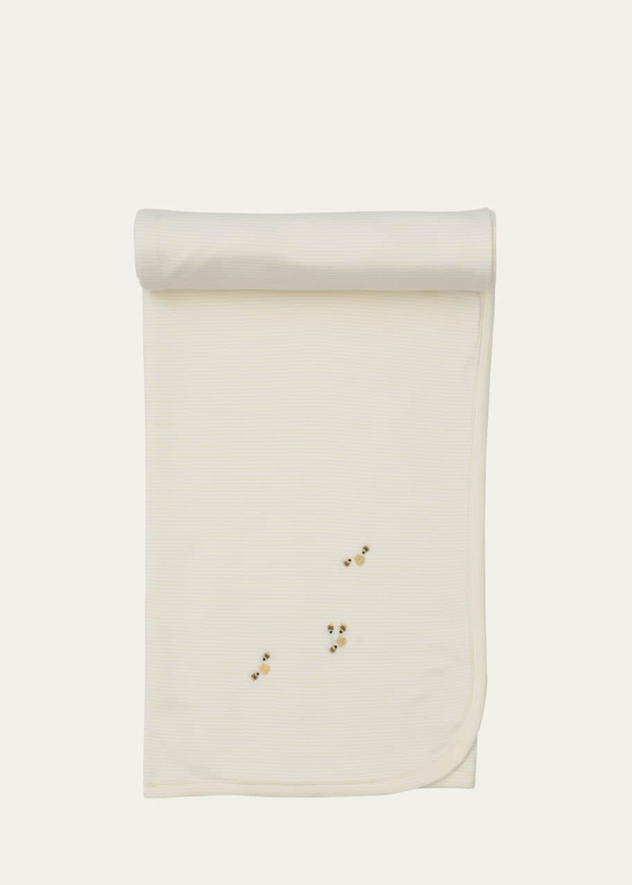 Image 1 of 1: SCE Bee Hive Embroidered Striped Blanket