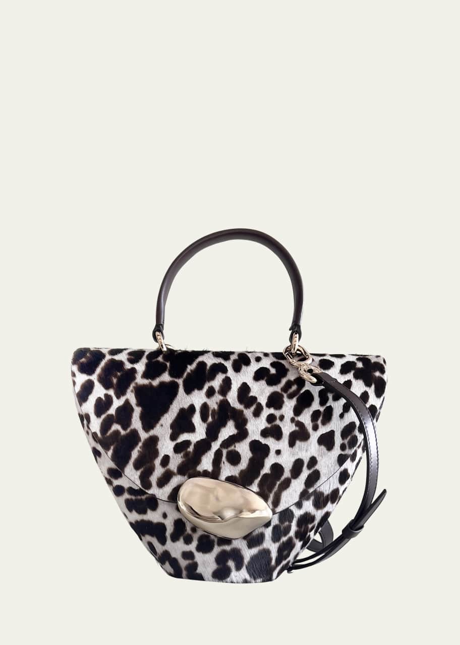 Image 1 of 1: Orb Leopard Calf Hair Top-Handle Bag