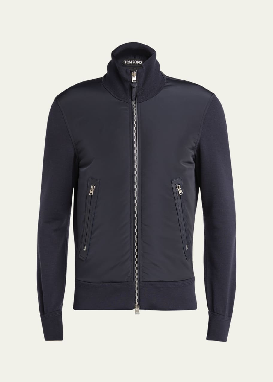 Image 1 of 1: Men's Wool Nylon-Front Full-Zip Sweater