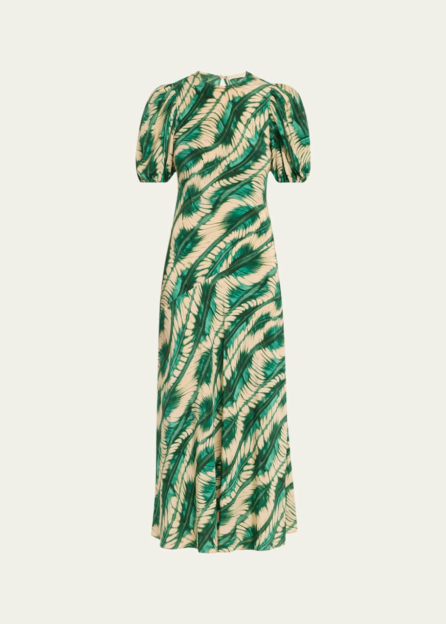 Image 1 of 1: Ines Puff-Sleeve Midi Dress