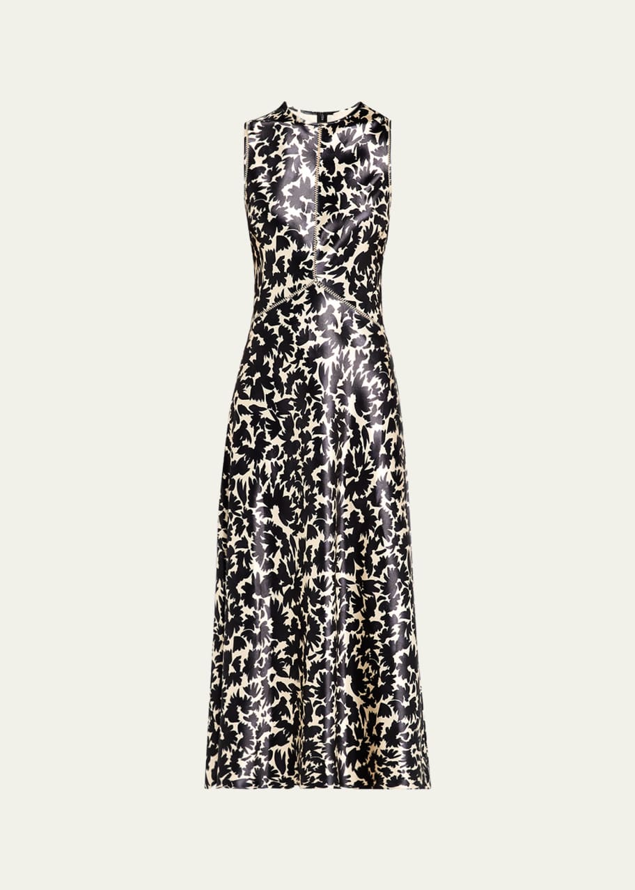 Image 1 of 1: Lisbet Sleeveless Satin Midi Dress