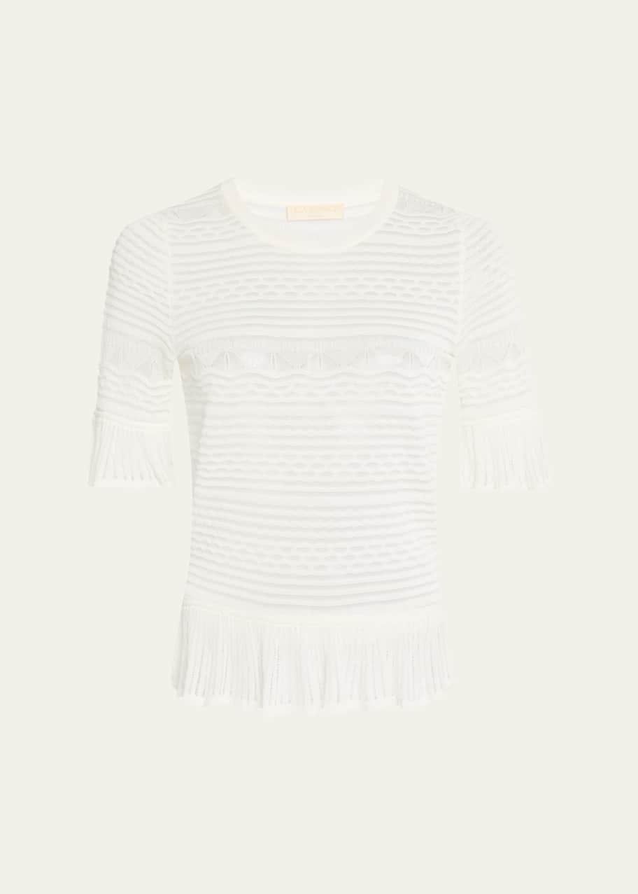 Image 1 of 1: Flora Semi-Sheer Textural Knit Top
