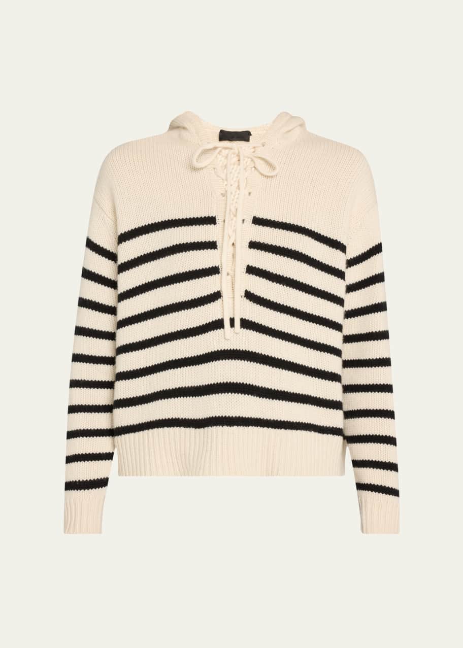 Nili Lotan Noemi Hooded Lace-Up Stripe Cashmere Sweater - Bergdorf