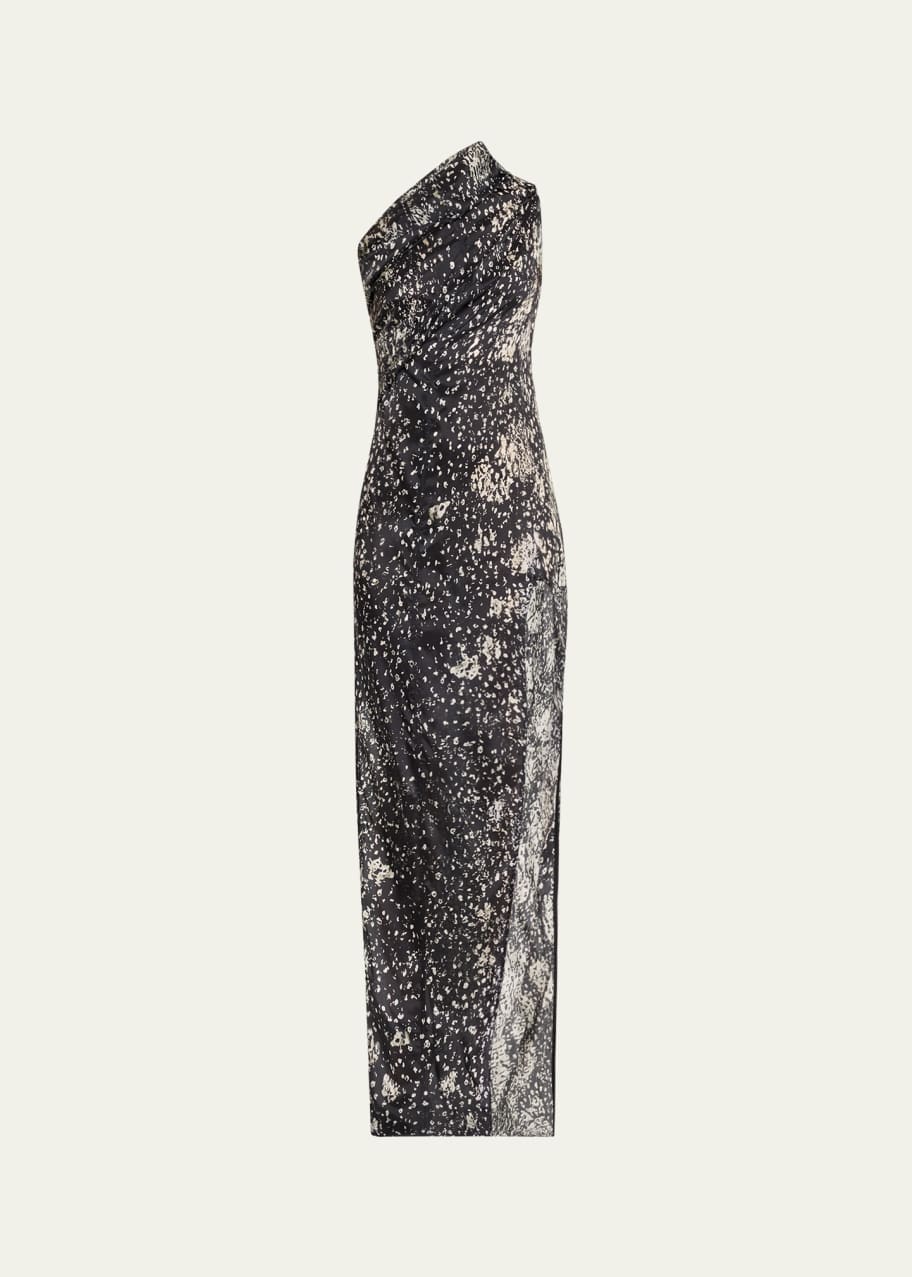 Image 1 of 1: Athena One-Shoulder Printed Arrowhead Dress
