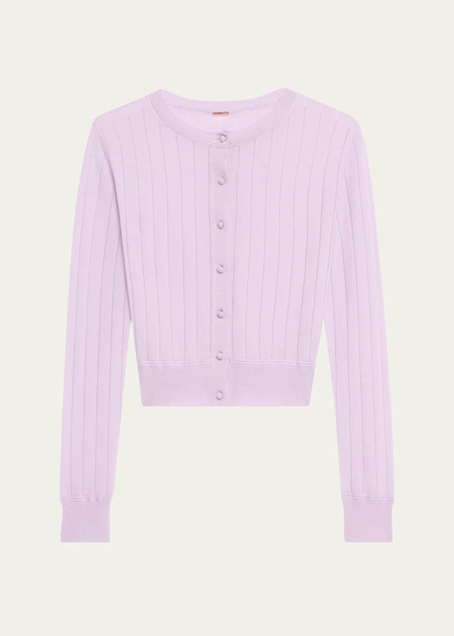 Image 1 of 1: Pointelle Silk Cardigan